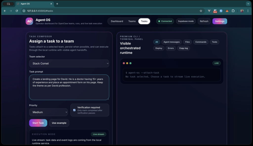 AgentOS — Multi-Agent Orchestration Platform Built on OpenClaw screenshot